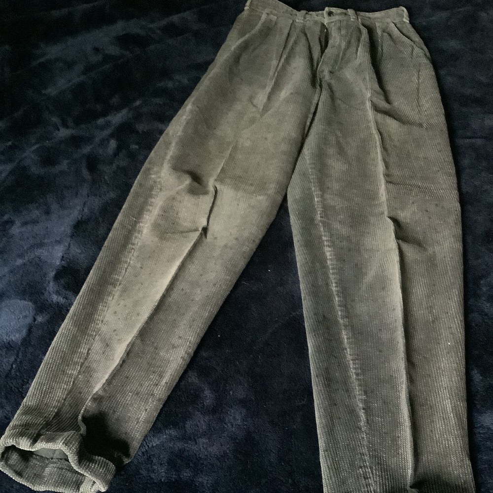 Emanuel Ravelli Cream Grey Corduroy Dress Slacks Size 9